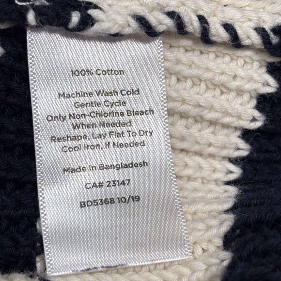 Talbots Cotton Shaker Stitch Roll Neck Sweater Navy Blue Stripe Womens 2X Petite - Picture 7 of 7